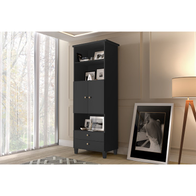 Multiuso Organizador Library 2 Portas E 2 Gavetas Luapa - Preto