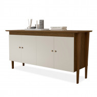 Aparador Buffet Retrô Moretta 1,80m 4 Portas Em Mdf 15mm Luapa - Malbec/Off White