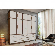 Roupeiro Berlim 5 Portas 12 Gavetas Malbec Off White