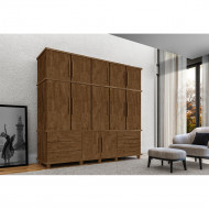 Roupeiro Londres 5 Portas 6 Gavetas Com Sapateira Malbec