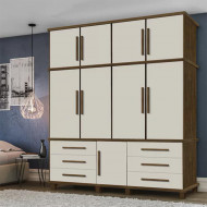 Guarda Roupa Londres 4 Portas Luapa - Malbec/ Off White