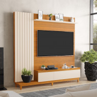 Painel Para Tv Ripado Até 65 Polegadas Jacarta Freijo Off White 