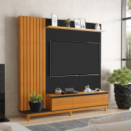 Painel Para Tv Ripado Até 65 Polegadas Jacarta Freijo Preto