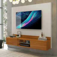 Painel Para Tv 75 Polegadas Carvalho Off White Conquest Luapa - Carvalho/Off White
