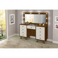 Penteadeira Camarim Com Led E Espelho Mila Malbec Off White