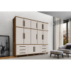 Roupeiro Londres 5 Portas 6 Gavetas Com Sapateira Malbec Off White