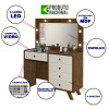 Penteadeira Camarim Com Led E Espelho Luna Malbec Off White - 2